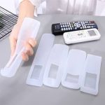 19x5.5x2cm transparent silicone remote cover pouch, anti-dust protector for TV and AC remotes.”
