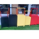 20-inch cabin-size travel box with hard shell, wheels, and telescopic handle, designed for carry-on airline travel in Lagos Nigeria
