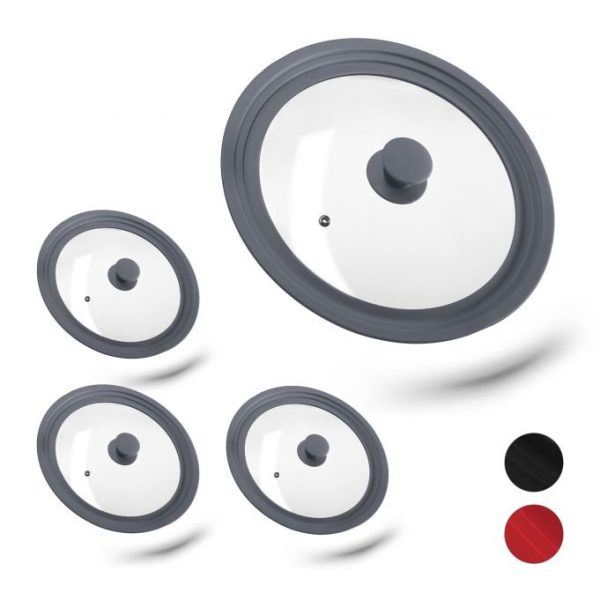 Universal silicone and glass lid covers for 28cm and 32cm pots and pans, with heat-resistant handle and steam vent in Lagos Nigeria