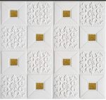 70x70cm thick self-adhesive 3D white and gold waterproof foam wall panel for living rooms, bedrooms, walls, and ceilings in Lagos Nigeria