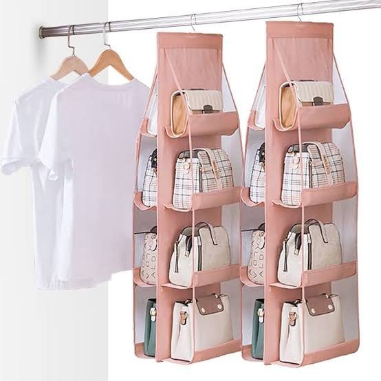 8-slot handbag storage organizer designed to neatly store and protect handbags in closets or shelves in Lagos Nigeria