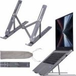 Aluminum laptop stand designed to elevate and ventilate laptops for ergonomic use in Lagos Nigeria