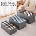 Collapsible fabric storage boxes with handles, designed for organizing jeans and trousers in Lagos Nigeria