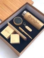 Elegant corporate gift set featuring premium items like a pen, notebook, mug, and keychain, packaged in a stylish presentation box for business gifting in Lagos Nigeria