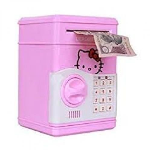 Digital electronic money bank with LCD display, designed to count and store coins or bills automatically; used for saving and tracking savings at home in Lagos Nigeria