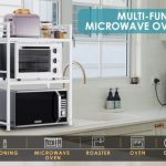 Double layer microwave rack with sturdy metal frame, offering two-tier storage for microwave and kitchen essentials like spices, utensils, or cookware in Lagos Nigeria