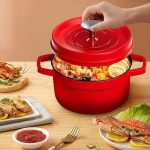 Enamel-coated cast iron Dutch oven pot with lid, ideal for slow cooking, braising, baking, and stews in Lagos Nigeria