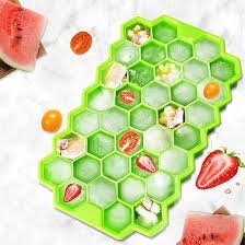 Flexible silicone honeycomb ice cube tray with 37 cavities and a transparent lid in Lagos Nigeria