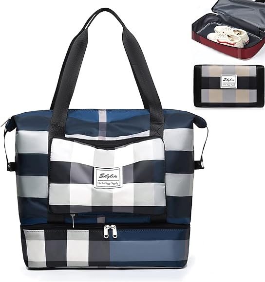 Foldable travel duffel bag featuring a separate shoe compartment for organized packing and easy storage in Lagos Nigeria
