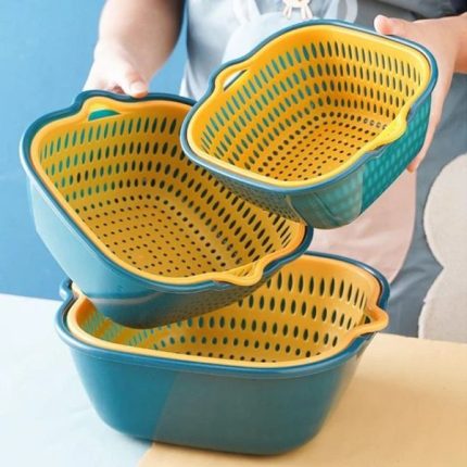 Multifunctional plastic vegetable washing basket and basin for kitchen use, designed for rinsing, draining, and storing produce in Lagos Nigeria