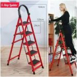 Multipurpose 5-step foldable steel ladder—sturdy, space-saving design with anti-slip steps for safe indoor and outdoor use in Lagos Nigeria