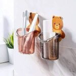 Teddy bear multipurpose wall-mounted toothbrush holder—cute and functional bathroom organizer for kids and adults in Lagos Nigeria
