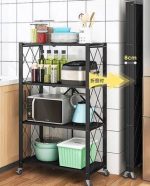 4-layer foldable bookshelf and kitchen storage rack, multifunctional design for space-saving organization in Lagos Nigeria