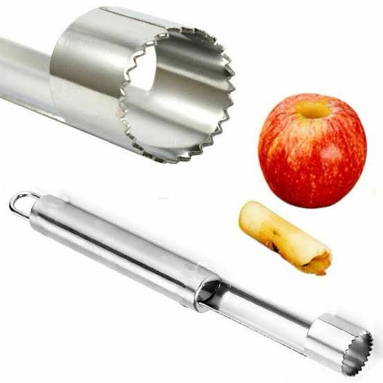 Stainless steel fruit corer and slicer tool designed for apples and pears, with ergonomic handle and sharp circular blade for easy seed removal in Lagos Nigeria