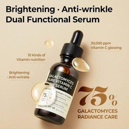 A bottle of SOME BY MI Pure Vitamin C Glow Serum with bright orange packaging, featuring a dropper cap and labeled with product details promoting skin brightening and glow in Lagos Nigeria
