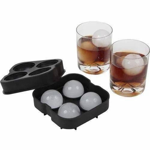 Flexible silicone ice cube tray mold with lid, makes 4 perfect round ice spheres, ideal for chilling whiskey, cocktails, and beverages in Lagos Nigeria