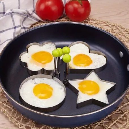 Set of 5 silicone omelette and pancake molds in fun fancy shapes, perfect for cooking creative breakfasts in Lagos Nigeria