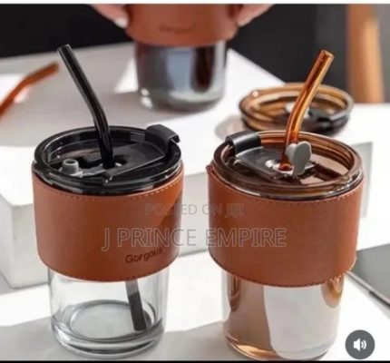 Glass tumbler mug with lid for hot or cold beverages in Lagos Nigeria