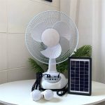 16 inches Rechargeable Solar Fan With Two Led Bulbs -