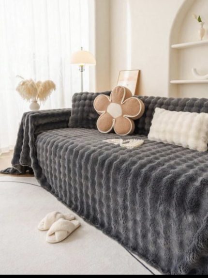 180 BY 200CM MULTIPURPOSE LUXURY FAUX FUR SOFA COVER THICK WARM HEAVYWEIGHT SECTIONAL COUCH COVER LIVING ROOM FUZZY FLUFFY COZY SOFA THROWS FOR SOFA