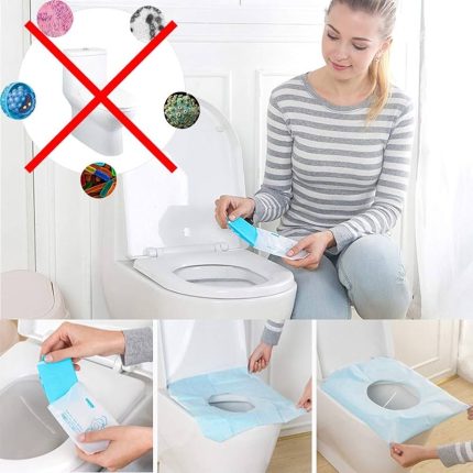 10PC Disposable Toilet Seat Covers, Large Waterproof Toilet Paper Pad for Kid, Woman, Adult, Independent Packing Travel Toilet Seat Covers,Public Toilet Protection For Hospital  Or Hotel (Blue)