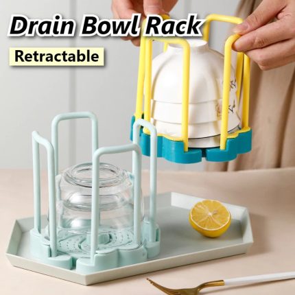 Retractable Bowl Organizer 
Kitchen Counter Dish Rack Bowls Holder