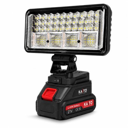 21V Rechargeable LED Work Light with Battery & Charger, Portable Focus Flood Lamp for Workshop, Garage, Vehicle Repair, Camping, Outdoor Night Work & Emergency Use (Black)