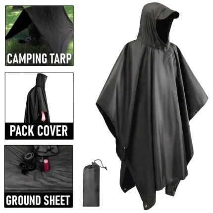 Waterproof Rain Poncho for Adult, Upgrade TPU Coating IP8000mm Waterproof Rating, Reusable Portable Unisex Hooded Rain Poncho for Outdoor Hiking, Camping, Concert, Travelling